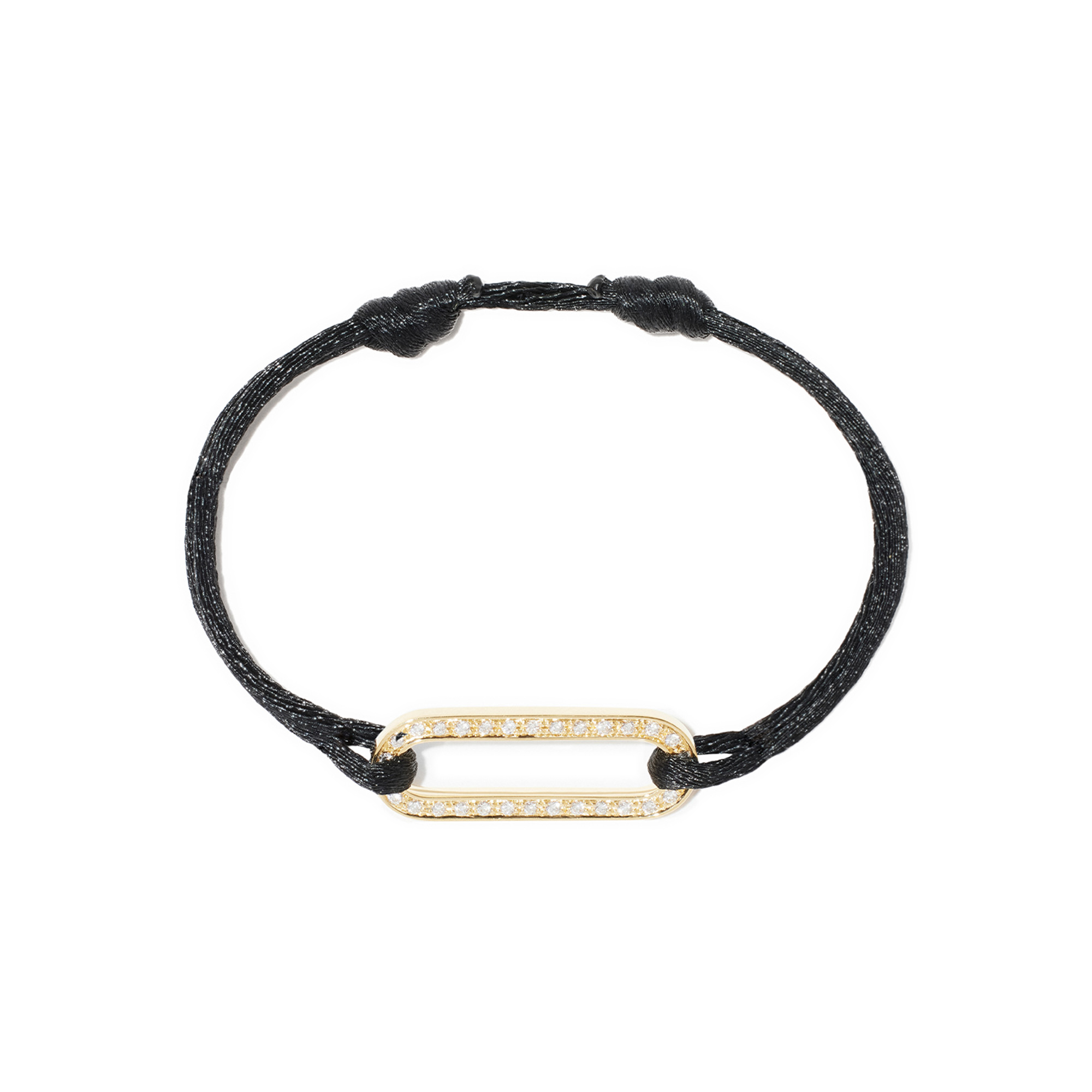 Maillon Large Yellow Gold and Diamond Pave Cord Bracelet